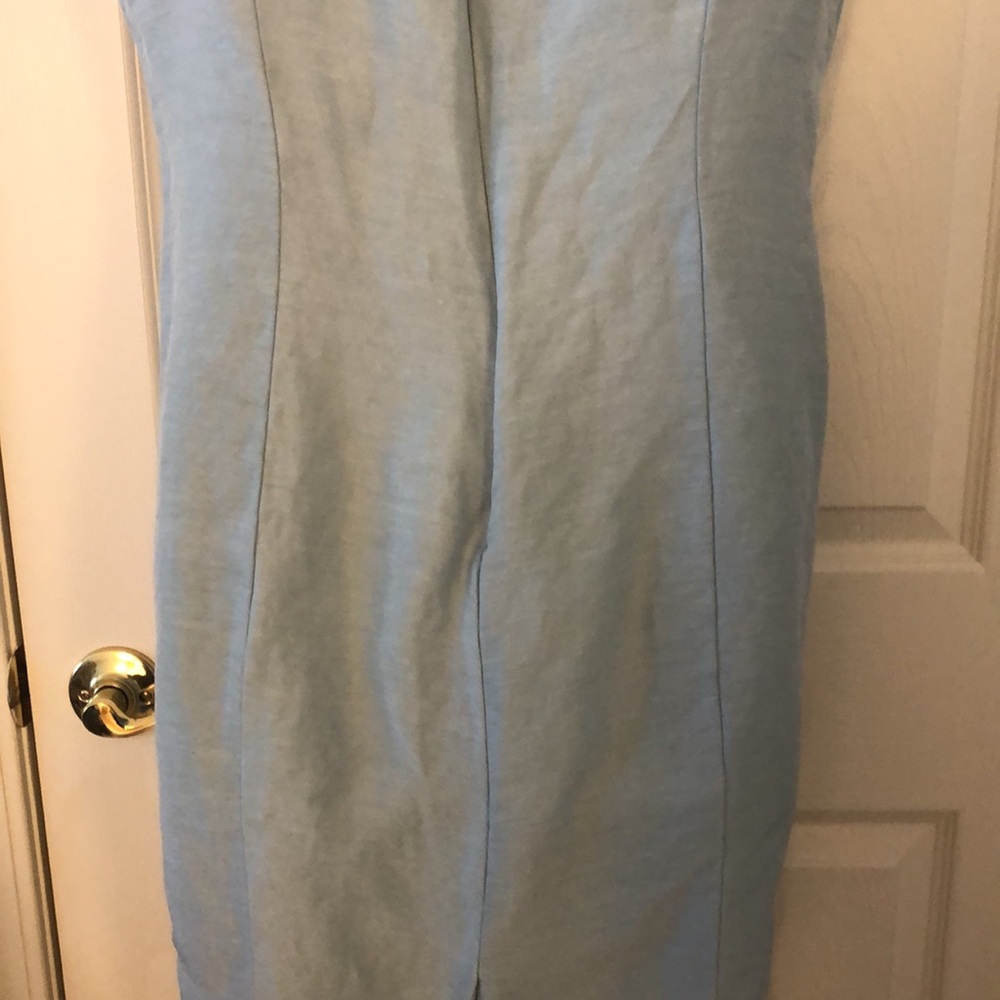 Pastel Green-Blue Sleeveless Linen Dress - Picture 14 of 16